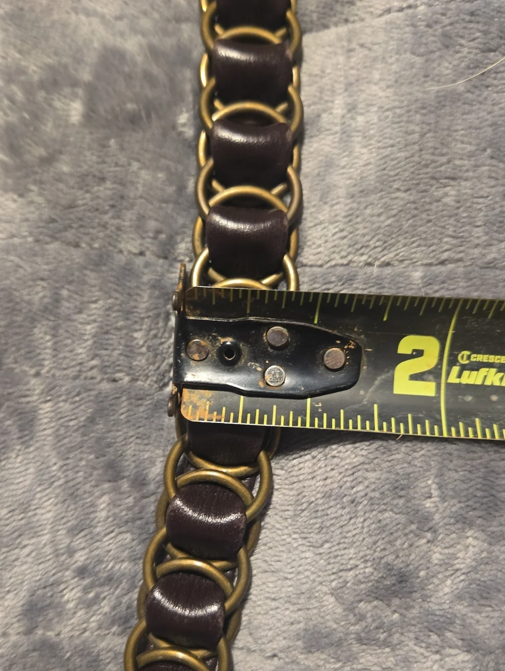 Talbots-Genuine Leather Btown/Chain Belt-Size Small